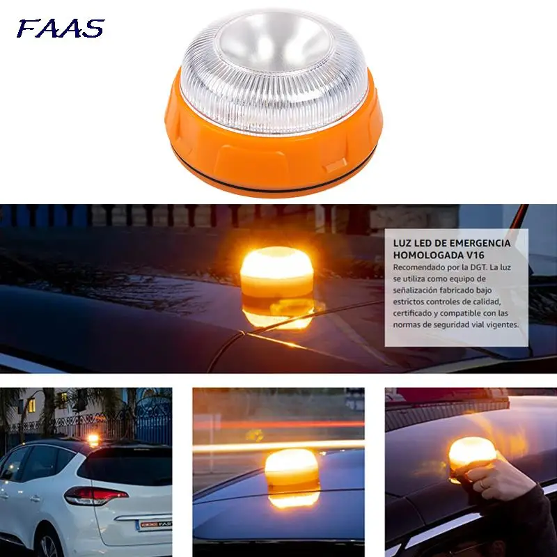 

V16 Car LED Emergency Light Strobe Light Magnetic Base Roadside Traffic Safety Warning Light Car Beacon Lamps LED Flashing Light