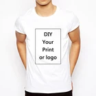 Повседневная мужская футболка с логотипом сделай сам на заказ, белые футболки оверсайз, футболки в стиле Харадзюку, мужские топы, одежда с коротким рукавом