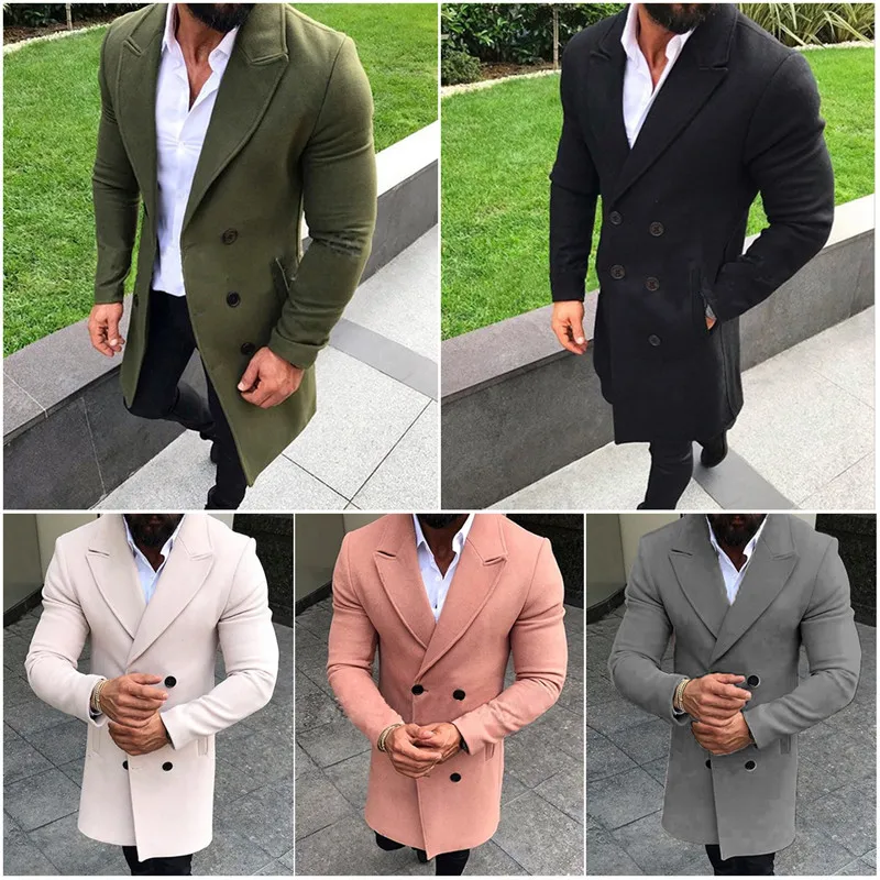 Хит 2019 мужское зимнее теплое с длинным рукавом и отложным воротником шерстяное