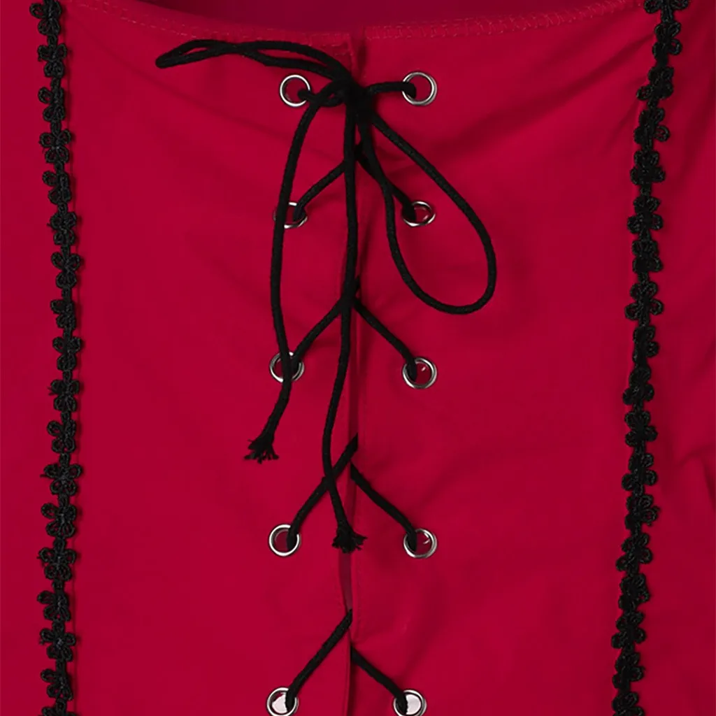 Women Plus Size Pleated Dress Gothic Punk Two-piece Butterfly FlareSleeve Female Lace Vintage Evening Party Mid-Calf | Женская одежда