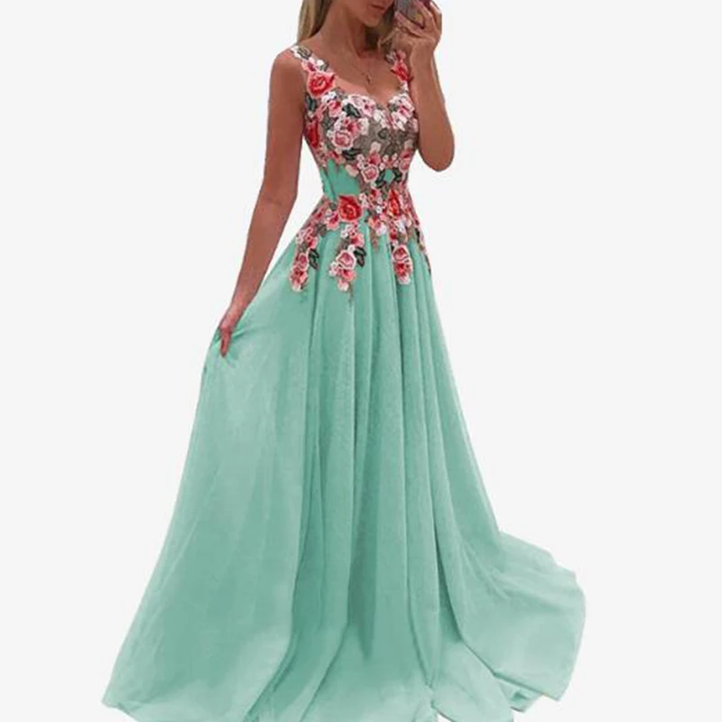 

2021 Women Summer Elegant Princess Long Dress Ladies Party V-Neck Floral Maxi Dress Sexy Robe Longue Femme Plus Size Vestidos