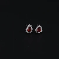 hi man 925 sterling silver plating 14k gold inlaid with rubies water drop stud earrings women high quality wedding gift jewelry