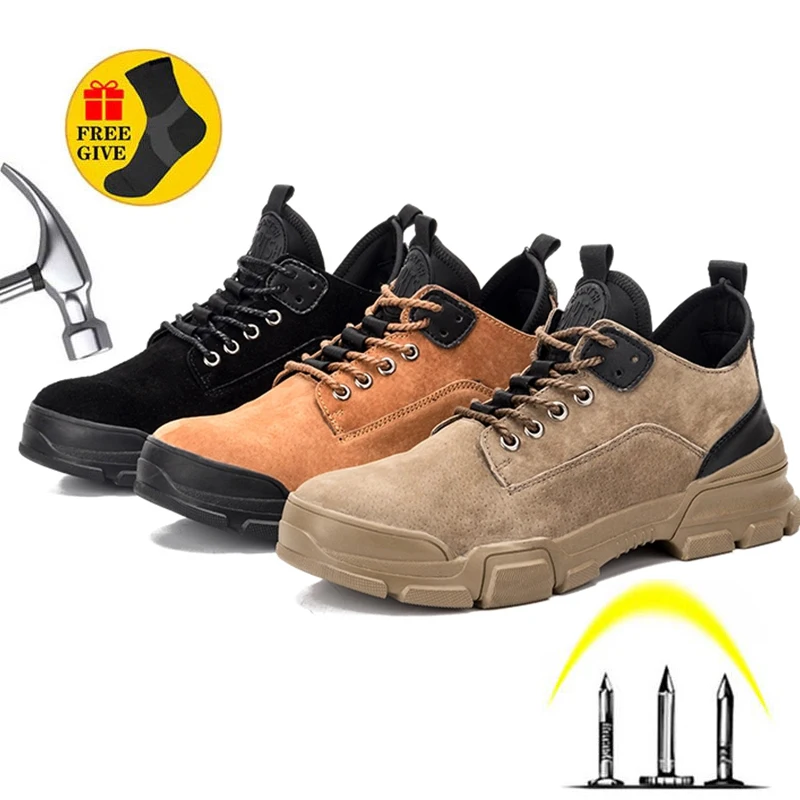 Новинка 2021 Мужская Легкая кожаная Рабочая обувь для аэропорта с защитой от