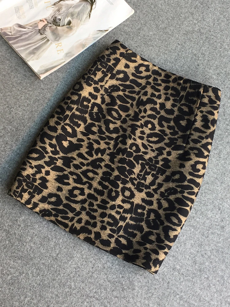 

Экипировка Ретро шерстяная ткань с высокой талией тонкая сумка бедра юбка леопардовая полудлинная юбка Антибликовая Кюлоты женские Экипировка