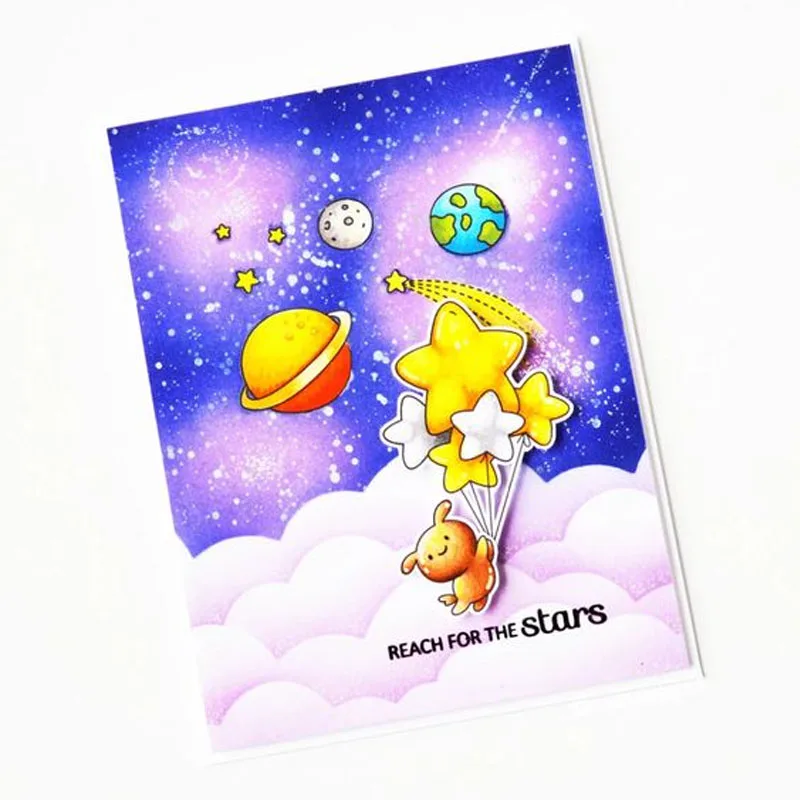 Отправка объятий и радуги прозрачный штамп + высечка очаровательных животных