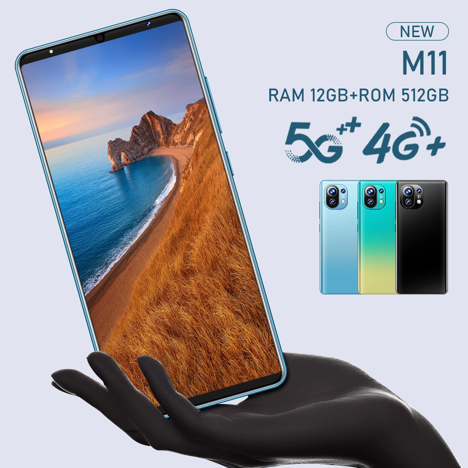 

6.1 Inch M11 Smartphone Cell Phone MTK6889 12GB+512GB 24M+32M 5200mAh 5G Network Mobile Phone Android 10