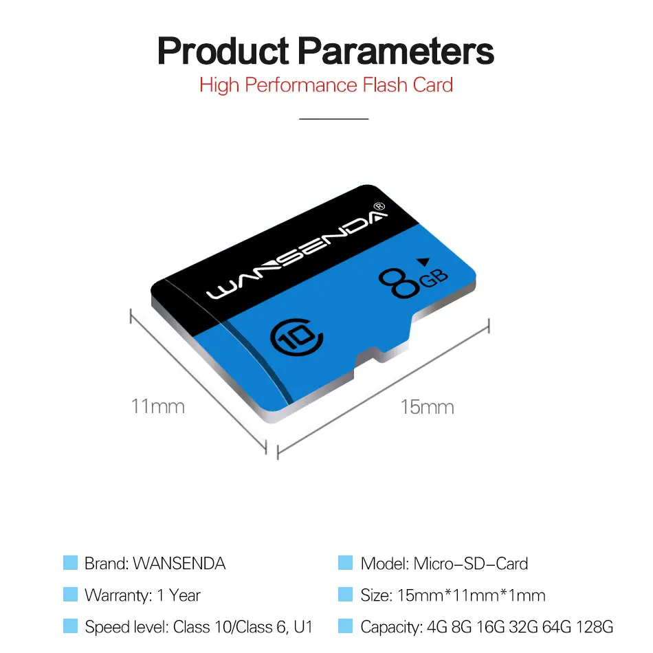 WANSENDA карта памяти класс 10 Micro SD 8 ГБ 16 32 64 128 ГБ|Карты памяти| |
