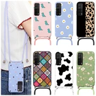 Чехол Funda для Huawei P Smart 2021, мягкий силиконовый чехол 6,67 дюйма для Huawei psmart 2021, ремешок, шнур, цепочка, ожерелье, сумки