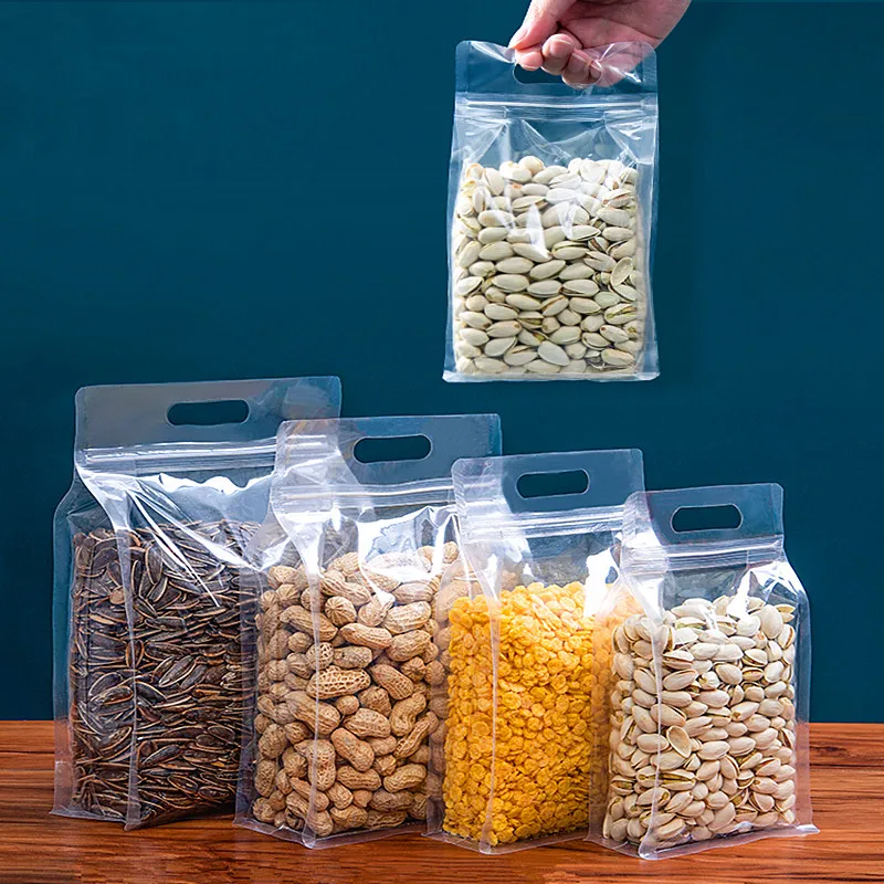 Bolsas Ziplock portátiles de plástico para cereales, frutas, galletas, cerveza, zumo, café, regalo, 50 Uds.