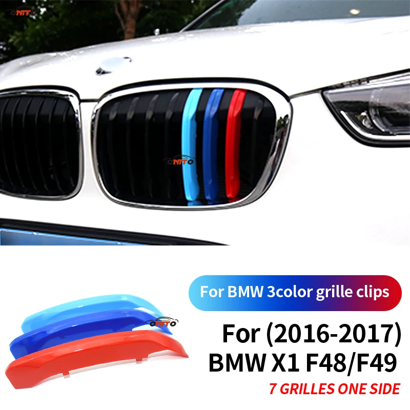 

7 Bars 3 Colors Grille Clips Plastic Protected Grille Sticker For X1 F48/F49 2016-2017 Car Front Decoration Stripe Clips