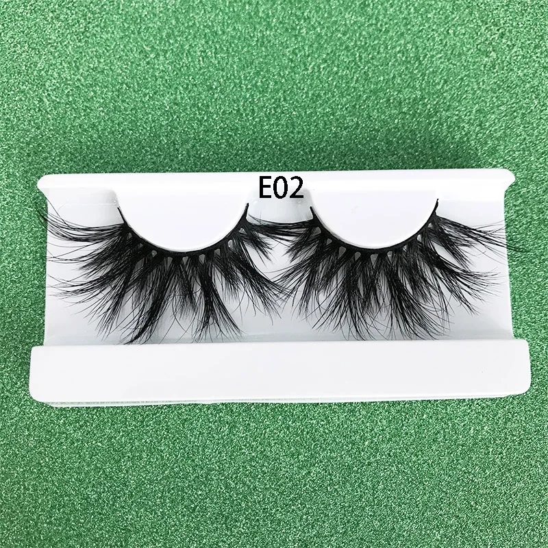 E02 with tray Mikiwi 25 мм E06 3D Искусственные норковые ресницы крест на крест натуральный Длинные ресницы макияж высокое качество норки ресниц расширение многослойный - Цвет: E02 with tray