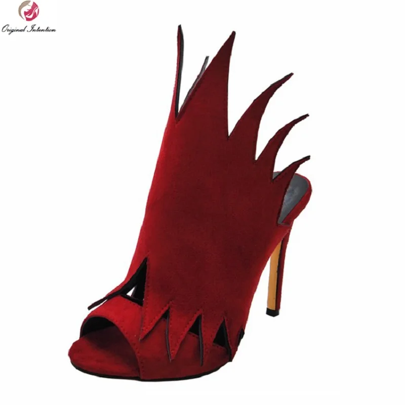 

Original Intention Fashion Women Pumps Elegant Peep Toe Thin High Heels Pumps Popular Black Red Shoes Woman Plus US Size 4-13