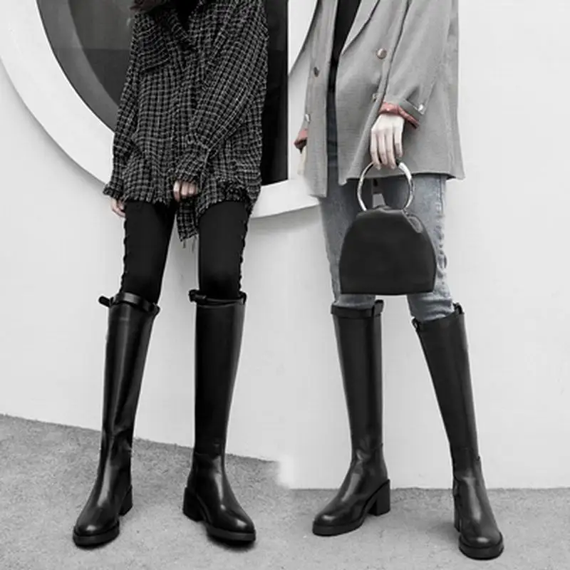 Ботфорты женская пикантная обувь с высоким голенищем длинные носки без пятки