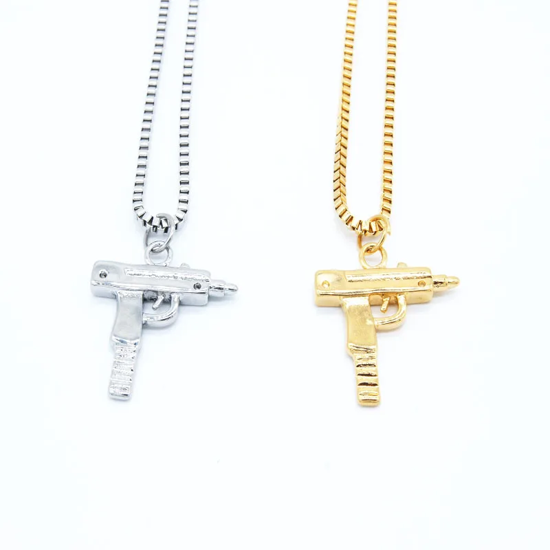 Титановая сталь ожерелье 2019 Новая мода Рок маленький пулемет мужские и женские