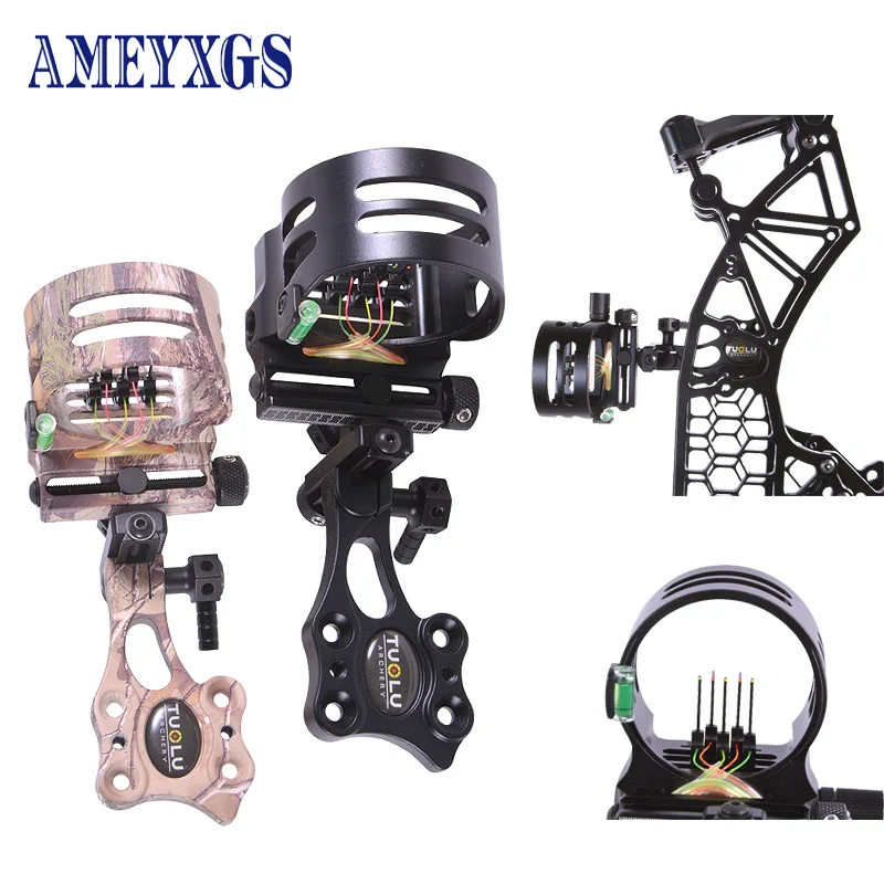 

1pc Archery Five Needle Sight Black/Camouflage CNC Aluminum Alloy Processing 5-Pin 0.019"Optical Fiber With Sight Light Hunting