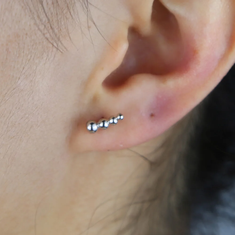 Модные серьги-гвоздики в Форме Бусин золотого и серебряного цвета мини-серьги