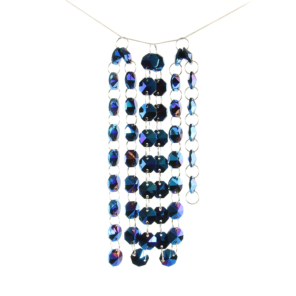 10M/50M 14mm Blue Light Crystal Octagon Beads Strand Chandelier Lamp Chain Wedding/X-mas Tree Decoration