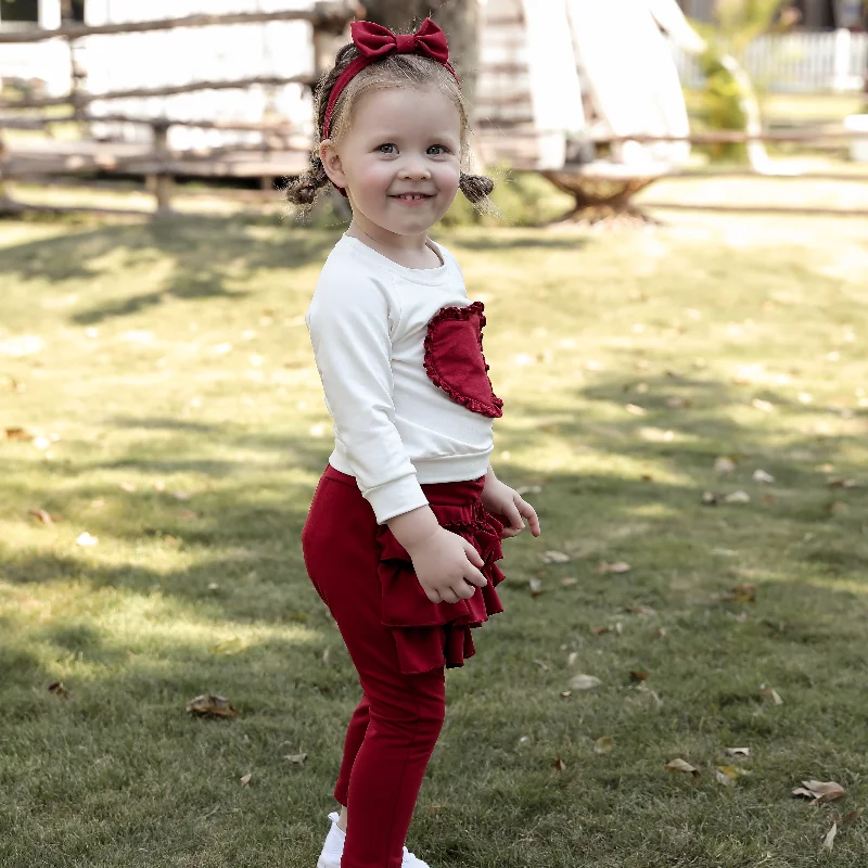 Baby Girl Spring Clothes Long Sleeve Ruffles Heart Top And Cute Pants Headband Toddler Girl Outfits Set 2021 Hot Sale Hoodies