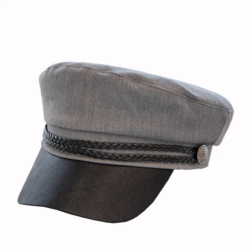 

Leather rope stitching flat navy hat female fashion trend wild cap hat autumn