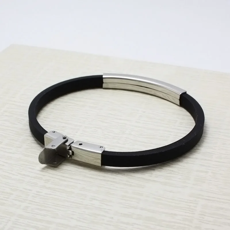 Модные ювелирные изделия силиконовая резина посеребренный бар 215 мм Нержавеющая