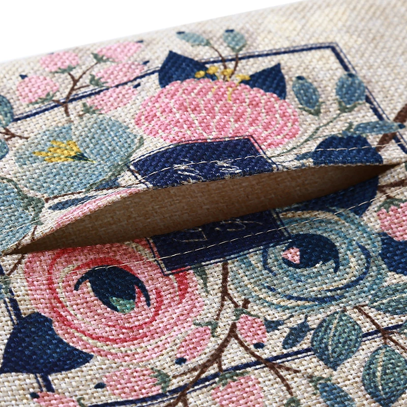 

Hot Cotton Linen Printed Tissue Boxes Toilet Paper Napkins Tissue Cover Container Car Home Office Bathroom Paper Box Case Decor