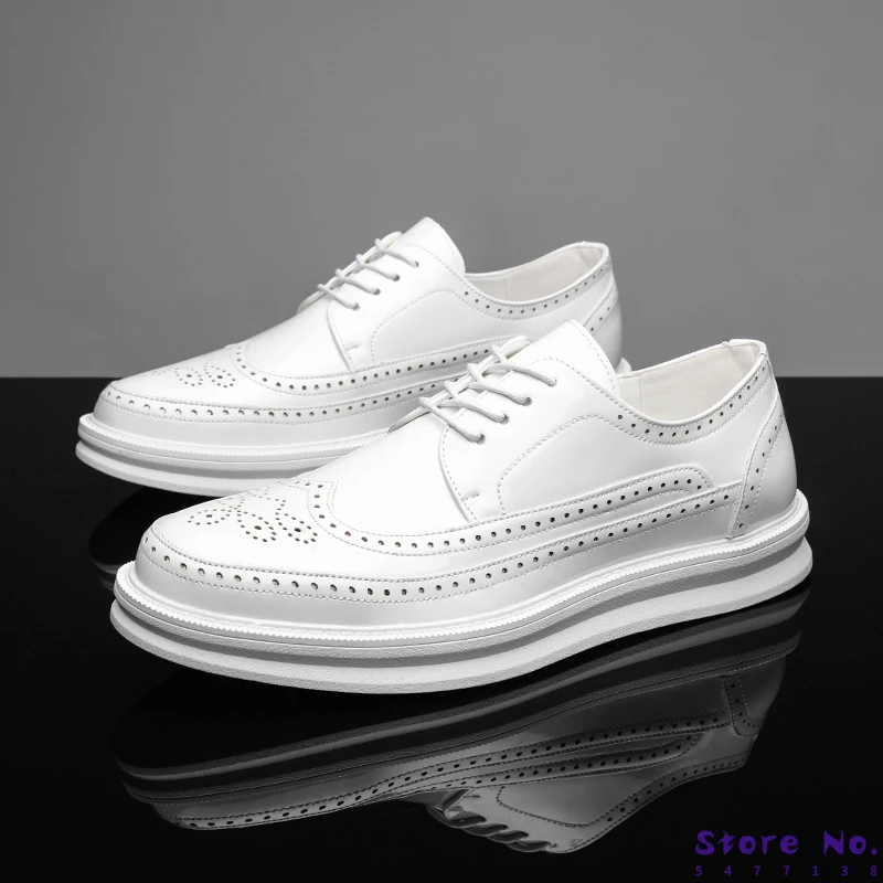 

Men Formal Shoes White Split Leather Business Casual Shoes Fashion Man Dress Office Wedding Oxfords Male Comfortable Footwear