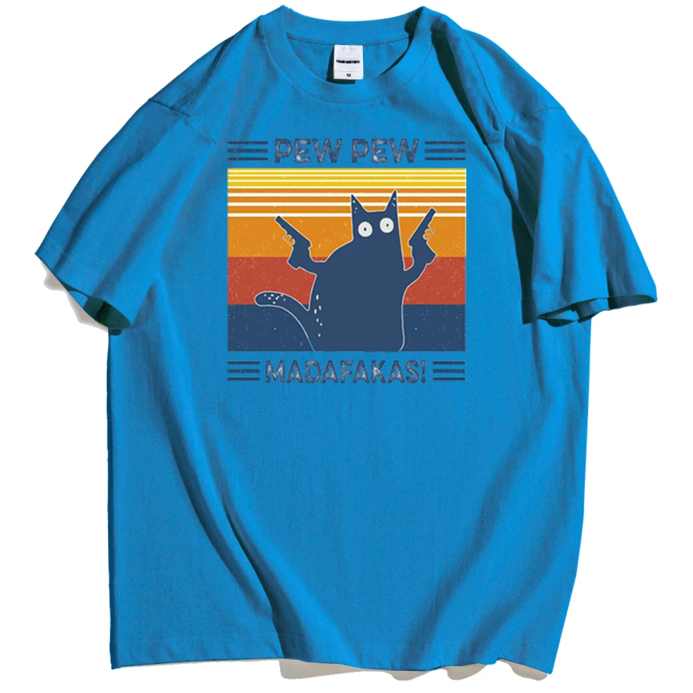

2021 Summer Men's T-shirt Cartoon Cat Pew Printed Comfortable Retro Clothing Men's Loose Fashion Trend Personality