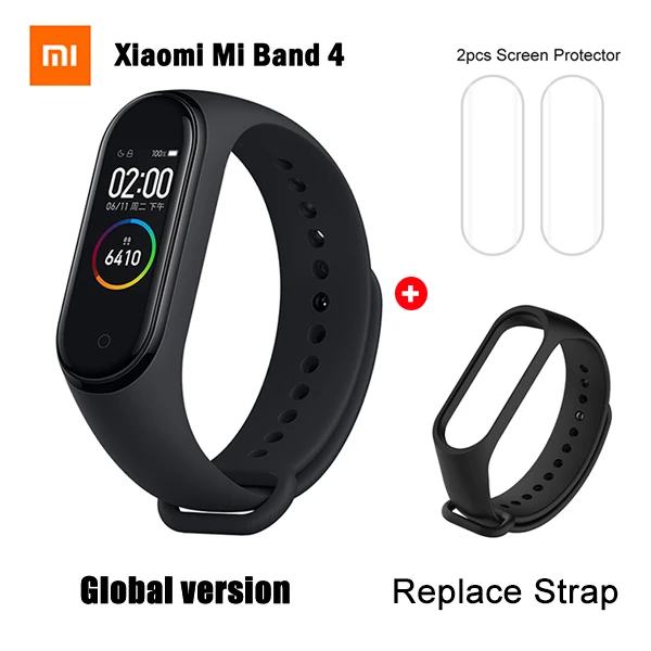 Новейший Xiaomi mi-браслет 4 NFC глобальная Версия смарт-браслет mi Band 4 NFC пульсометр фитнес цветной экран - Цвет: set 6 add Strap Film