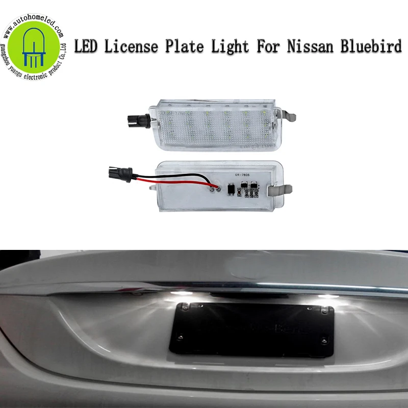 

2Pcs Dahosun White LED License Plate Light Compatible with Nissan Bluebird Cefiro Error Free Rear Tail Number Lamp