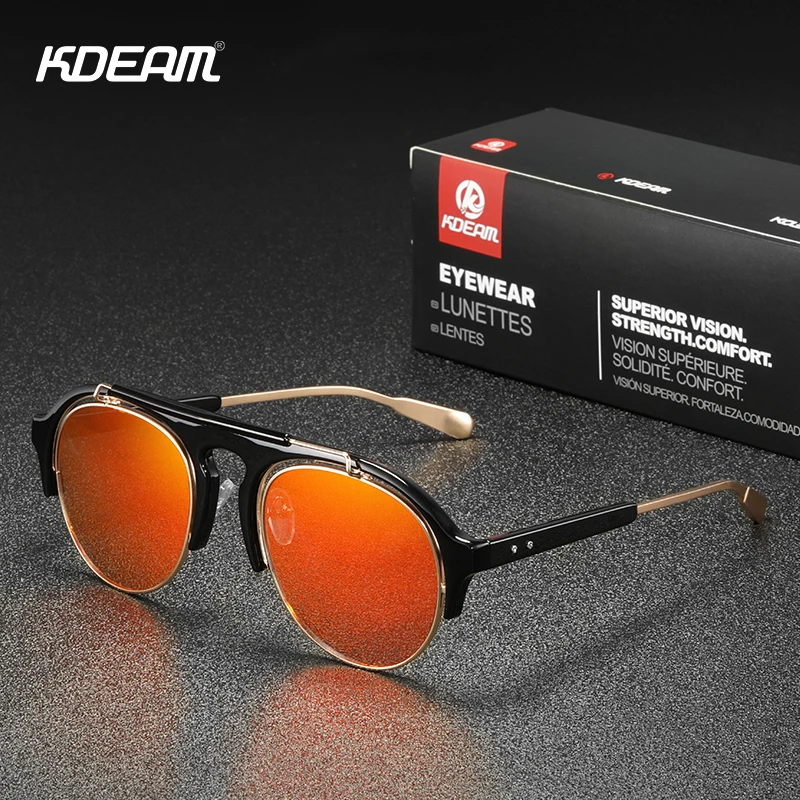 Женские винтажные солнцезащитные очки KDEAM зеркальные круглые в стиле ретро и
