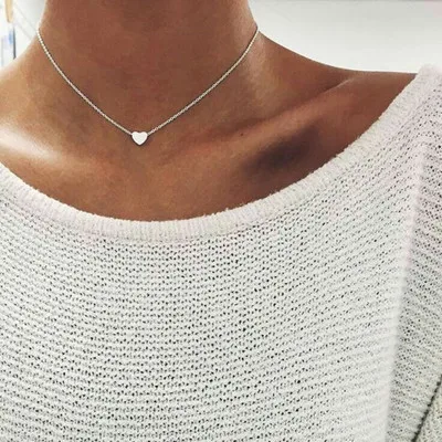 

Fashion Tiny Heart Choker Necklace for Women Short Chain Shape Pendant Collares Necklace Ethnic Bohemian Jewelry Kolye Gift