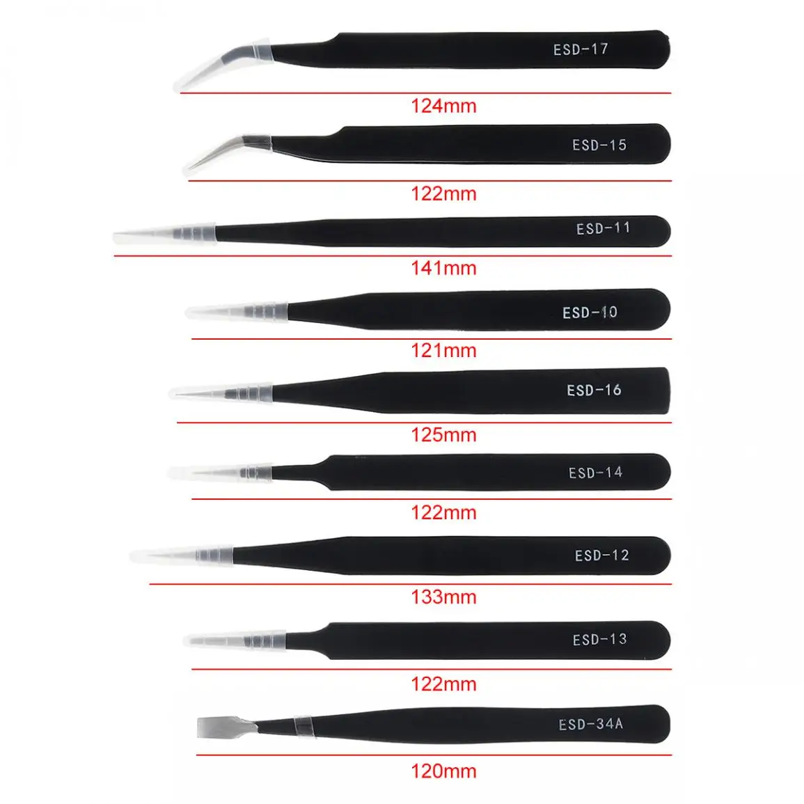 9 шт. прецизионные электронные пинцеты антистатические из нержавеющей стали ESD