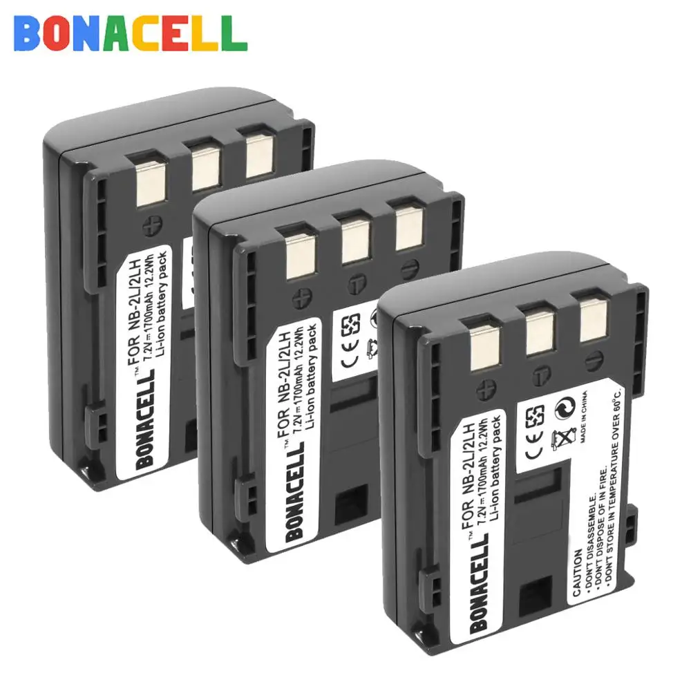Bonacell 1.7Ah NB-2L NB-2LH батарея + ЖК-зарядное устройство для цифровой камеры Canon EOS 400D S80 S70