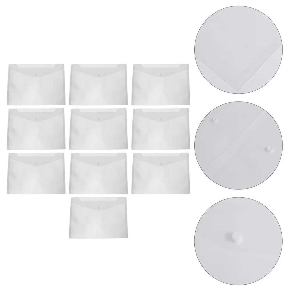 

1 Bag 10pcs A4 Size Files Bags Filing Document Storage Pouches (Transparent)