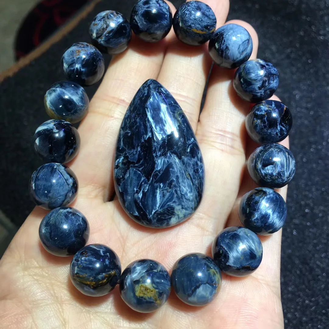 

Natural biapeter stone with blue fire color luck bracelet pendant