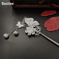 bastiee fashion butterfly s999 sterling silver hair stick hmong handmade hair accessories women miao dangle hairpin
