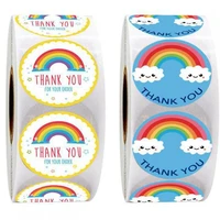 500pcs cartoon blue thank you stickers cute sun rainbow clouds sticker for handmade gift decor labels kids reward stickers