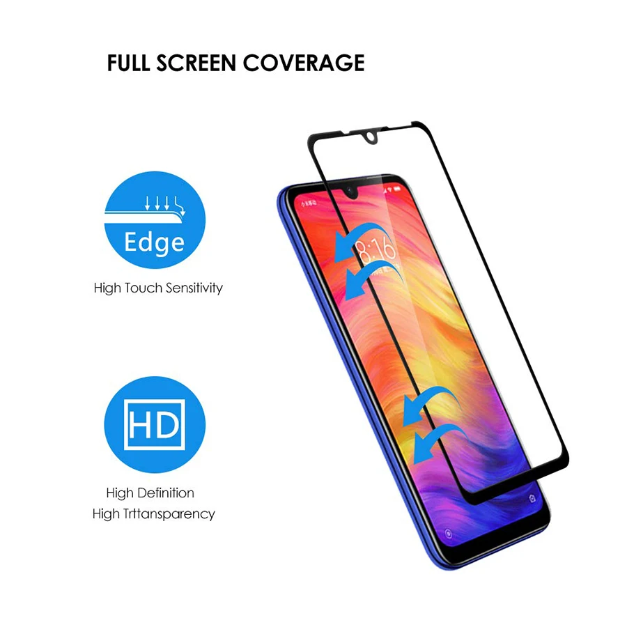 

Tempered Glass Screen Protector For Xiaomi Redmi Note 7 Pro Note8 Pro 8T glass Full covre Redmi 7 8 Note7 Pro 9 Pro Glass
