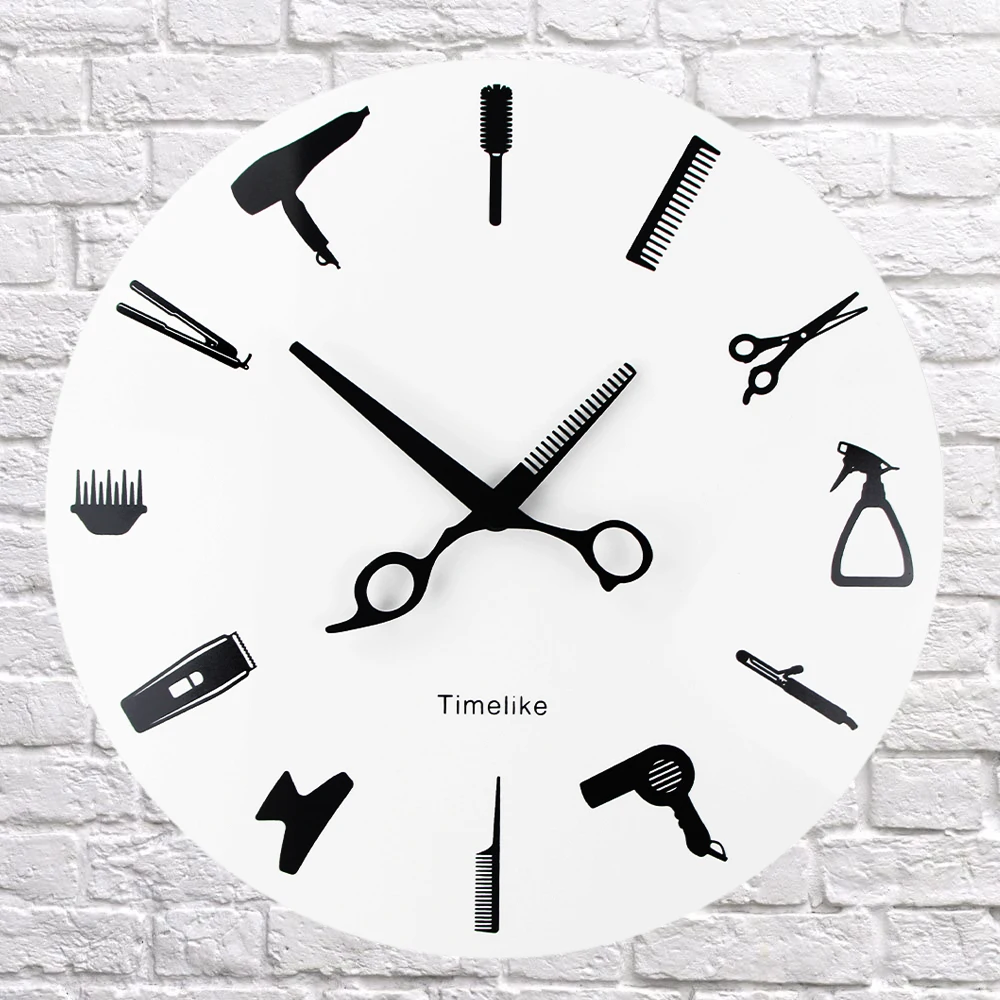 

Hair Salon Hair Stylist Tools Wall Clock Beauty Salon Modern Design Wall Clocks Novelty Horloge Relogio De Parede Home Decor