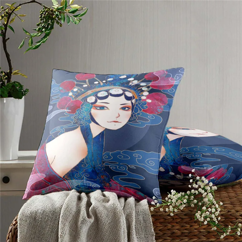 

Beijing Opera Pillow Case Decoration Sofa Cushion Pillow Case Bed Pillow Case Home Decoration Car Pillow Case