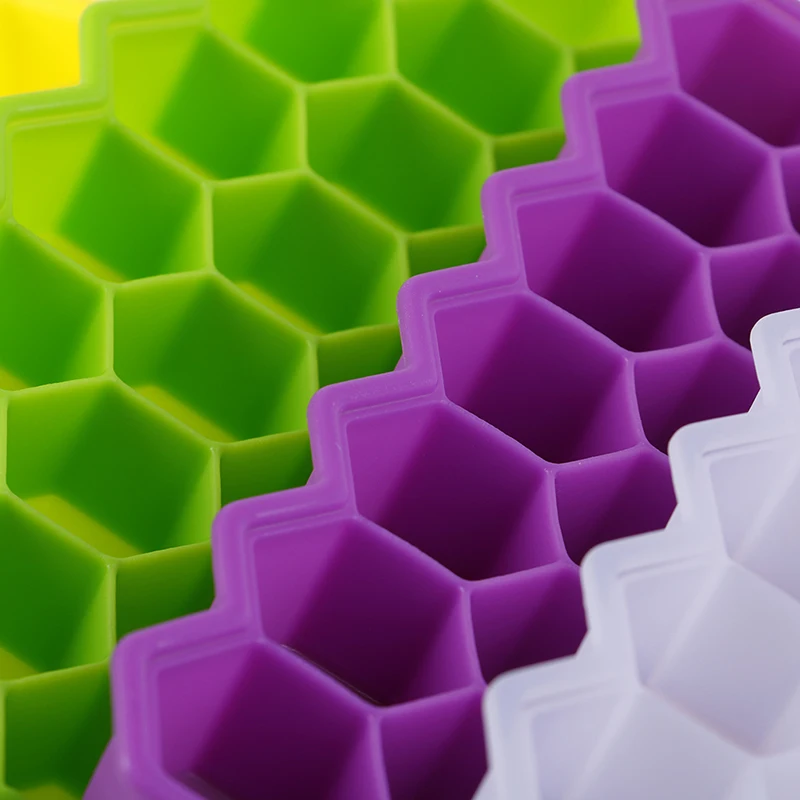 

37 Cubes Home Honeycomb Shape Silicone Ice Cube Tray Mold Storage Container