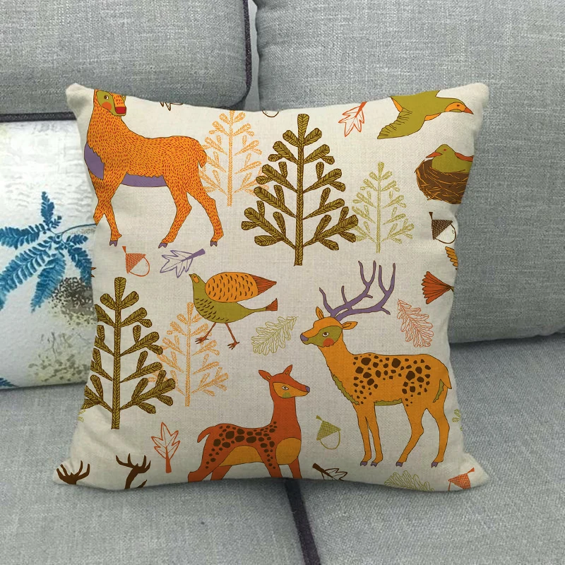 45 см * простой дизайн Рождественский олень льняные хлопковые наволочки для