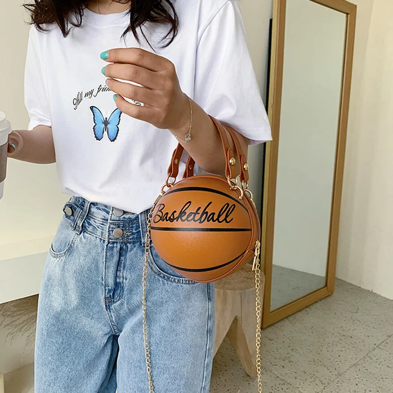 

Кошельки с мячом для подростков, женские сумки через плечо, сумочки на цепочке через плечо, индивидуальная женская кожаная розовая баскетбо...