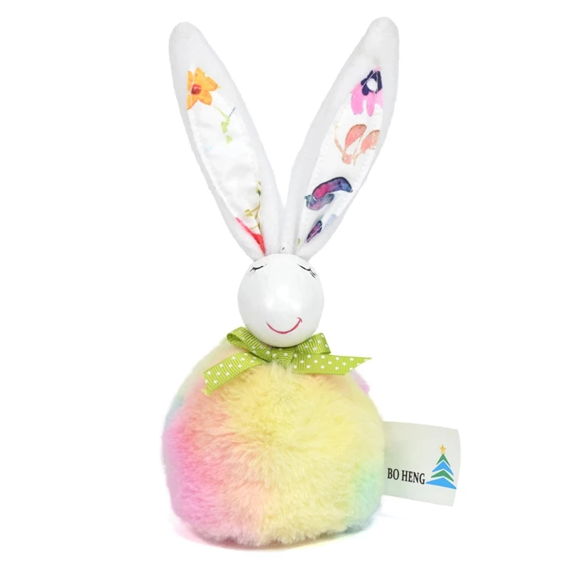 

Spring Easter Bunny Decorations Handmade Cloth Colorful Plush Rabbit Doll Stuffed Toy Birthday Gift for Kids Toddlers