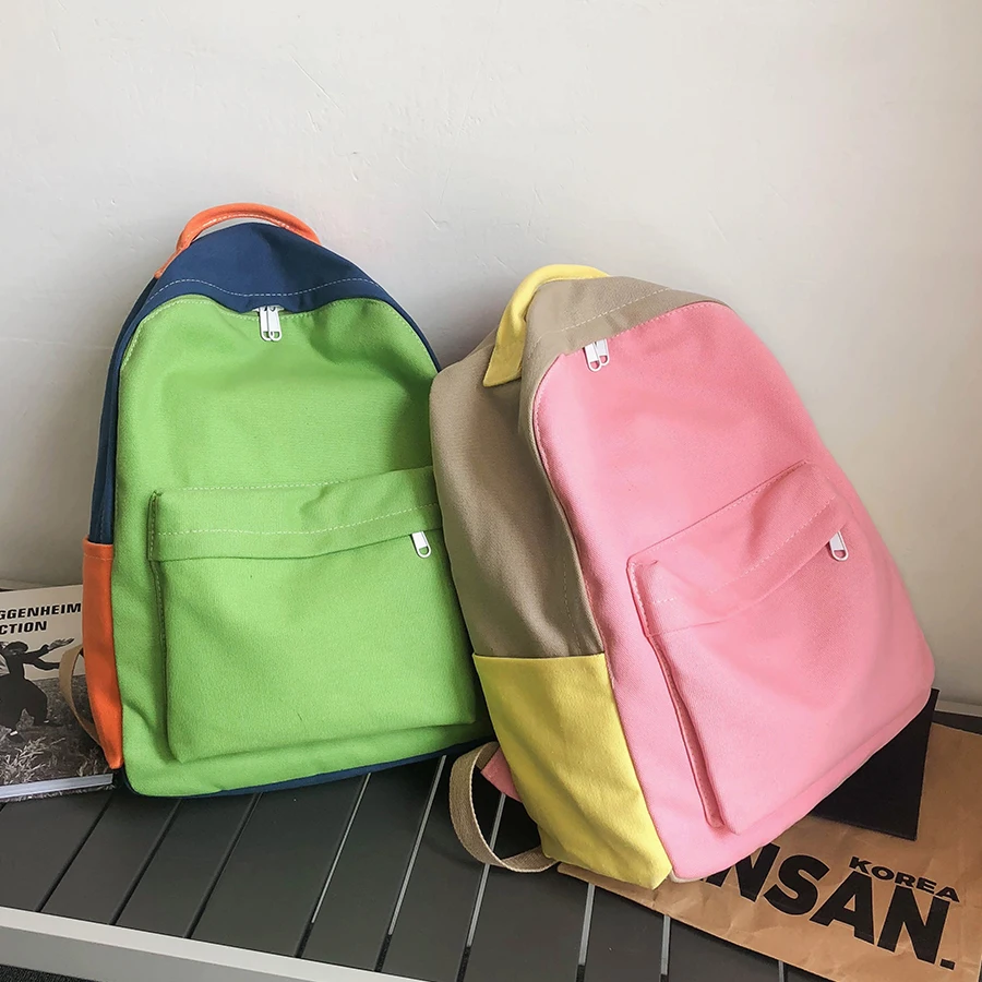 

Вместительный дорожный рюкзак для ноутбука, Холщовый женский ранец, школьный ранец для девочек-подростков, модные сращивающиеся сумки на п...