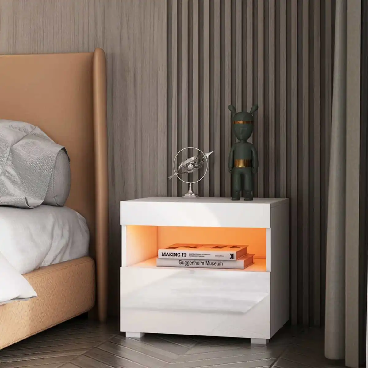 

LED RGB Coffee Tables Tea Table Nightstand With Drawer Living Room Furniture Modern Bedside Table File Cabinet Storage Organizer
