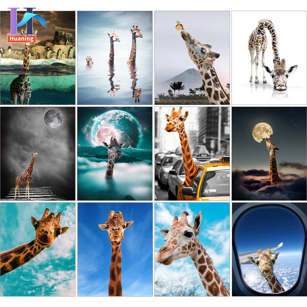 

Painting By Numbers On Canvas Giraffe Animals Handpainted Painting Wall Art Coloring By Numbers Kits Home Decor Gift