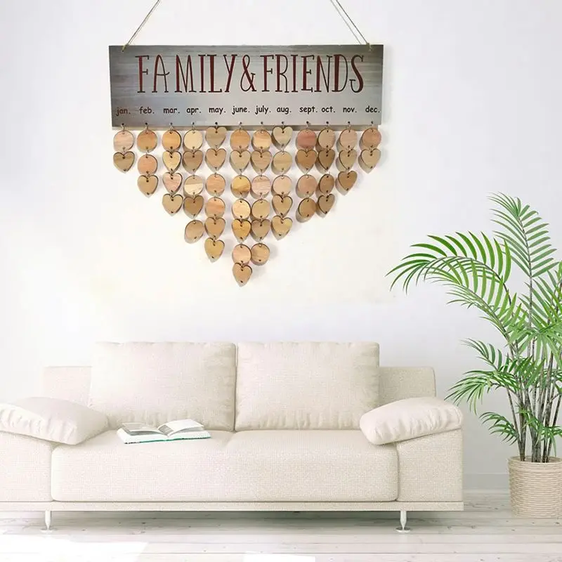 Топ! деревянная доска с календарем на день рождения DIY семья и друзья знак