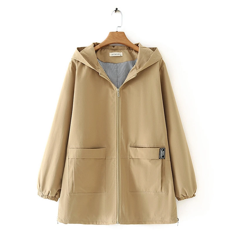 

Plus Size 2XL-5XL Autumn Winter Long Trench Coat Women Work Wear Big Size Clothing