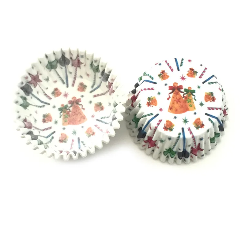 100 штук Рождественская серия печатные бумажные стаканчики для торта форма